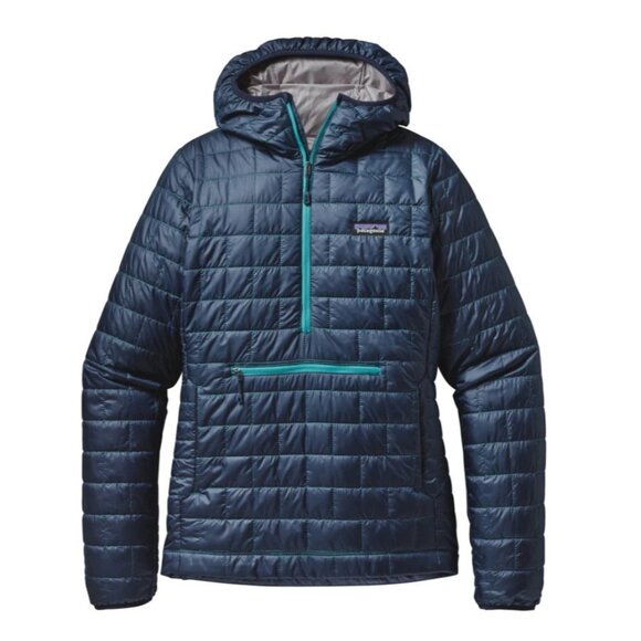 Patagonia Womens Nano Puff Bivy Pullover Insulated Hooded Half Zip Blue Medium - Picture 1 of 7